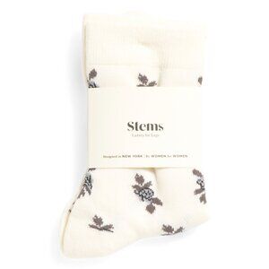 STEMS Ivory/Black Melody Flower Print Socks